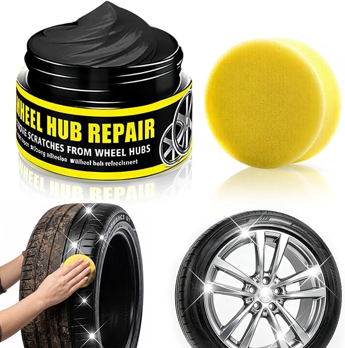 Car Tire Shine with Sponge,Tire Coating Paste,Tire Polishing Paste,Long-Lasting Tire Dressing with Wet Gloss Look Finish,Car Tire Shine for Trucks Sedans RVs SUV(1Pcs)