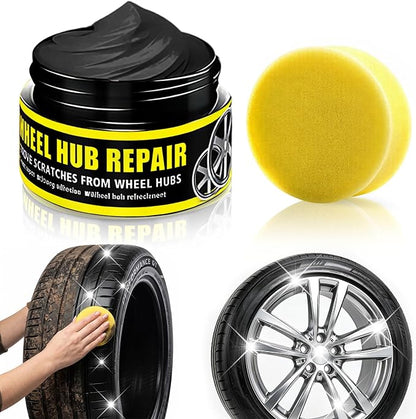 Car Tire Shine with Sponge,Tire Coating Paste,Tire Polishing Paste,Long-Lasting Tire Dressing with Wet Gloss Look Finish,Car Tire Shine for Trucks Sedans RVs SUV(1Pcs)