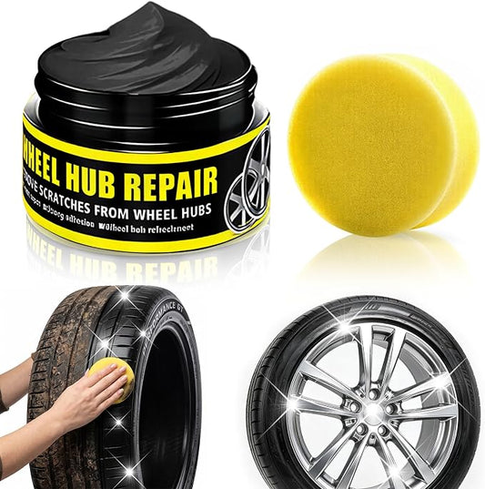 Car Tire Shine with Sponge,Tire Coating Paste,Tire Polishing Paste,Long-Lasting Tire Dressing with Wet Gloss Look Finish,Car Tire Shine for Trucks Sedans RVs SUV(1Pcs)