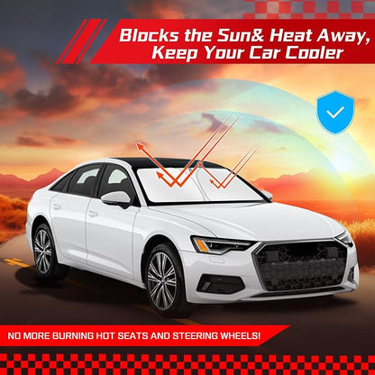 ARISMOTOR Windshield Sun Shade for Audi A6 2019-2025 2026, Custom Fit Foldable Front Window Sunshade Sun Visor Protector, Block UV Rays Keep Your Car Cooler