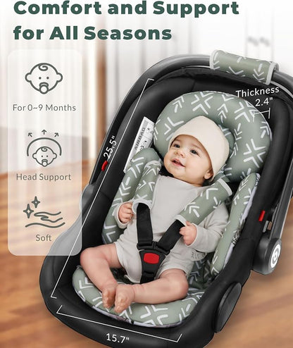 TinlyFinly Newborn Carseat Insert, Baby Head and Body Support, Reversible Infant Insert Compatible with Infant Car Seat, Stroller, Mamaroo Swing, Rocker, Bouncer. Baby Car Seat Cushion - Rabbit
