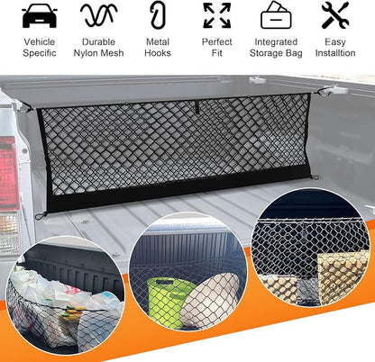 Envelope Style Truck Bed Cargo Net Compatible with Toyota Tundra 2007-2024 2025,Highly Elastic Truck Cargo Net for Tundra Accessories, Upgraded Storage Bag & Heavy Duty Carabiners