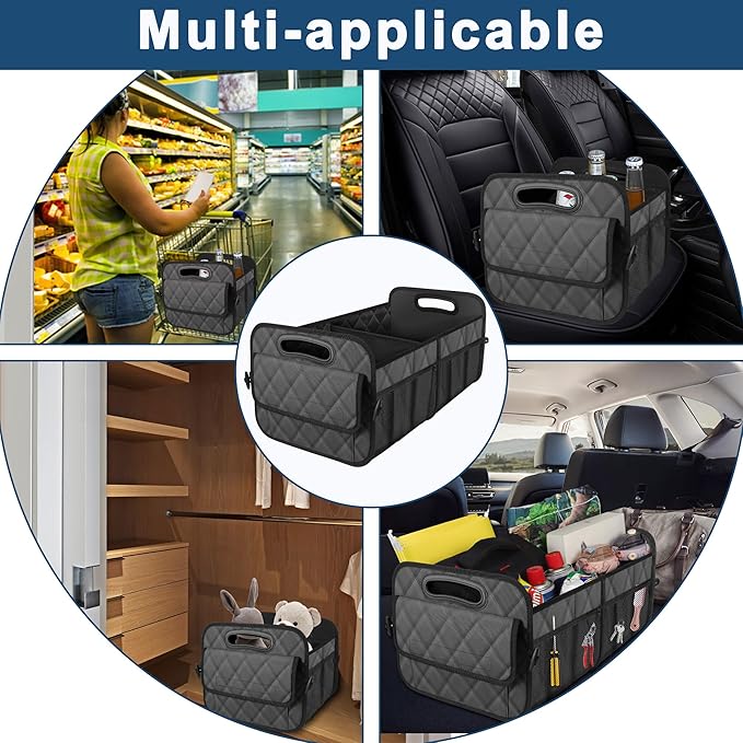 Deosk Trunk Organziers and Storage with Reinforced Handles,Car Accessories for Women/Men 50L Waterproof Polyester Trunk Organzier for Car/SUV/Minivan/Truck(Medium,Charcoal)