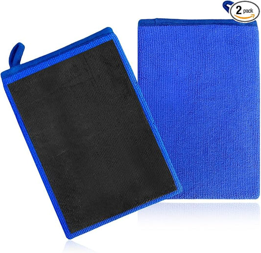 2 PCS Clay Mitt, Fine Grade Microfiber Claying Bar Glove Car Detailing Towels, Scratch-Free Cleaning & Polishing Clay Eraser Mitts for Vehicle Surface, Car Accessories (Blue)