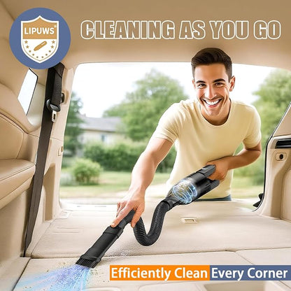 Handheld Car Vacuum Portable Cordless, Dust Buster Rechargeable High Power Suction, Mini Hand Held Vacuum Cleaner with Washable HEPA Filter, Multi-Nozzles, Lightweight Hand Vacuum for Car Home Office