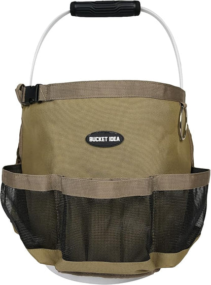 MELOTOUGH Car Wash Bucket Tool Organizer for Garden Tools Fit 3.5 to 5 Gallon Bucket (Khaki)
