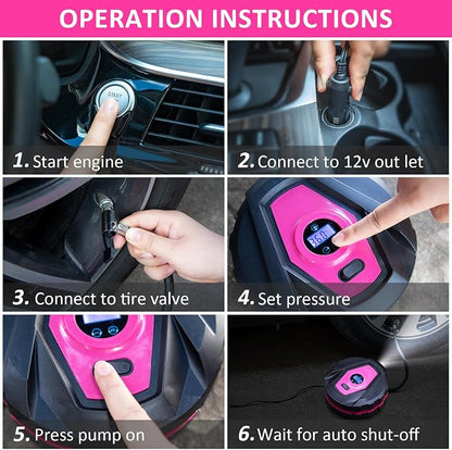 Car Emergency Kit with Portable Air Compressor - Roadside Emergency Kit for Vehicles, Winter Car Safety Roadside Assist Kit, Emergency Car Kit for Teen Girl and Ladies M-75