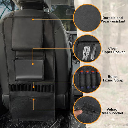 MYDAYS 2 Pack Seat Back Gun Rack, Camo Front Seat Organizer With Bullet Pocket Vehicle Holder for Hunting Rifles/Shotguns