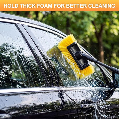 Vesici 1 Pcs Car Wash Brush Head with Soft Detailing Bristle Flow Thru Car Cleaning Brush Exterior Cars Wash Equipment for Auto Truck RV Boat Camper Washing, 10 Inch (Yellow)