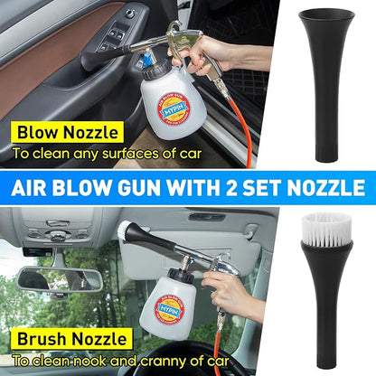 Aluminium Car Cleaning Gun Set with Tapered Nozzle, 6-9.2Bar High Pressure Air Blow Gun with 2 Set Nozzle, Pressure Air Blower Blow Gun Producing Powerful Blast of Air for Cleaning Cars, Velvet, etc