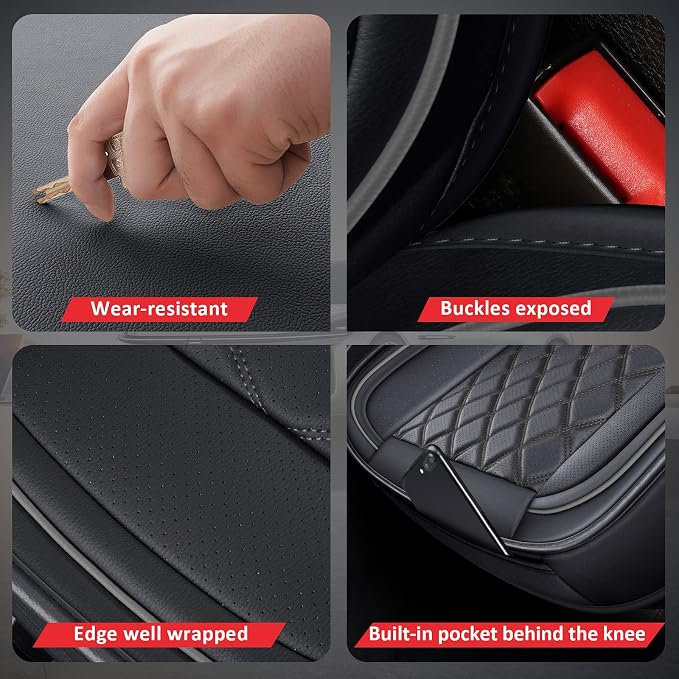 MIROZO Front Seat Covers for Car, Car Seat Covers Black Car Seat Protectors Waterproof Automotive Seat Covers Vehicle Cushion Cover Breathable Fit for Most Sedan, Truck and SUV (Black,2PCS)