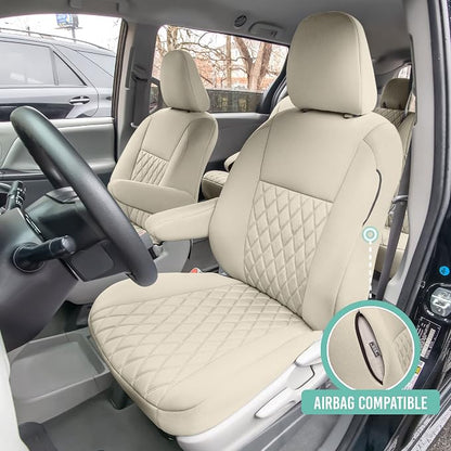 FH Group Custom Fit Car Seat Covers Specifically Made for 2011-2020 Toyota Sienna 7 Seater with Ultraflex Neoprene Water Resistant Automotive Seat Covers - Full Set Solid Beige