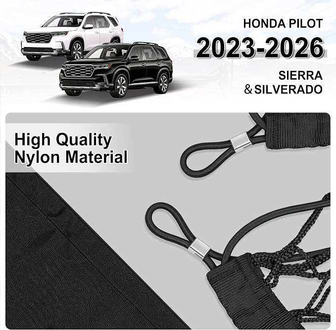 Amiss Truck Bed Cargo Net with Bottom Organizer, Compatible with Honda Pilot 2023-2026 | 2026+ Passport, Portable Storage for Pickup Cargo and Heavy Duty Hook, Exterior Accessories for Car SUV Truck