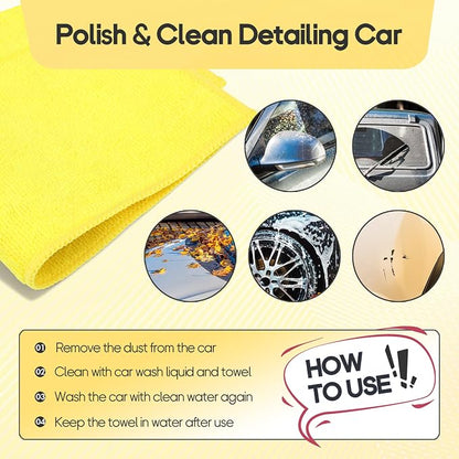 2PCS Clay Towel Auto Detailing, Clay Bar Towel Cloth Auto Detailing for Car (12 x 12 in) (Yellow)