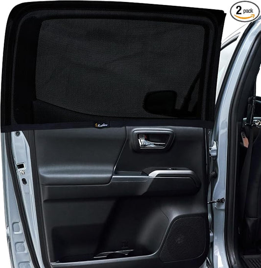 EcoNour Car Rear Window Sun Shades Compatible for Toyota Tacoma | 2Pack Breathable Sunshade with 100% UV & Mosquito Protection | Mesh Rear Window Covers for Privacy & Blackout-Car Window Accessories