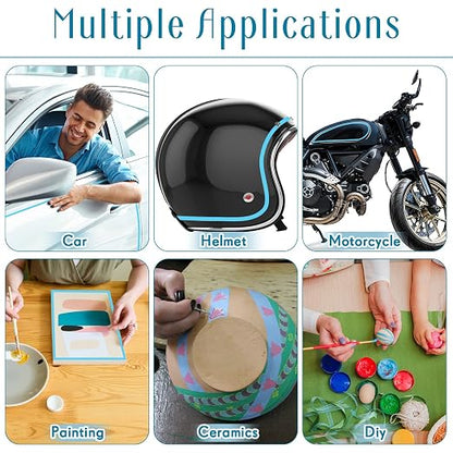 Nezyo 6 Pcs Vinyl Pinstripe Tapes Masking Painter Tapes High Temperature Low Tack Automotive Car Paint for Easy Removal Trim Thin Finishing Masking(Blue,1/16,1/8, 1/4 Inch)