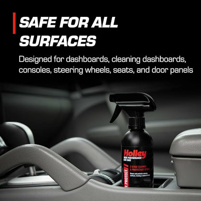 Holley Interior Protect - 2-Stage Cleaner & Protectant Spray - High-Performance Car Care, Wipe Away dust and Fingerprints in Your Vehicle - UV protectant, Citrus Scent - 16 oz.