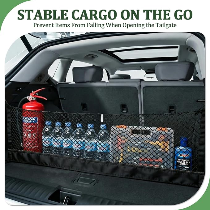 3-Layer Cargo Net for Toyota 4Runner(2Row) 2010-2024, Zipper Bag Trunk Net for SUV, Heavy Duty Oxford Cargo Organizer Storage Nets with Carabiners
