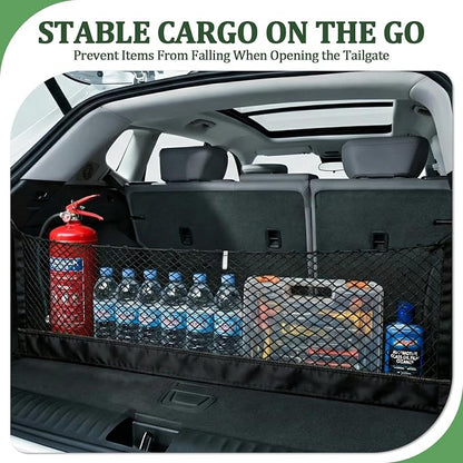 3-Layer Cargo Net for Chevrolet Suburban, GMC Yukon XL 2015-2020, Zipper Bag Trunk Net for SUV, Heavy Duty Oxford Cargo Organizer Storage Nets with Carabiners