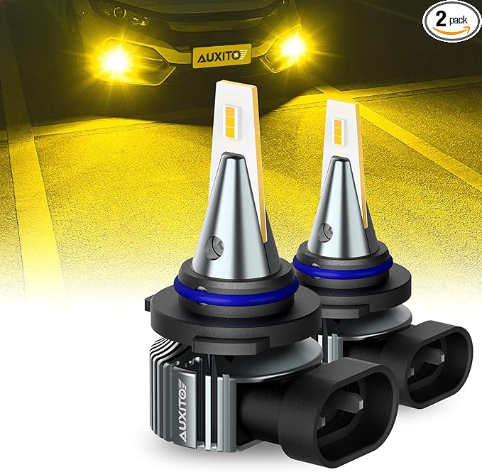 AUXITO 9006 HB4 LED Fog Light Bulbs, 3000K Amber Yellow, 6000 LM High Brightness, 30W Play and Plug, Super Penetration with 12 CSP Chips, Waterproof, DRL Bulbs Replacement for Cars, Pack of 2