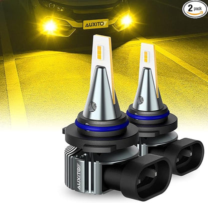 AUXITO 9006 HB4 LED Fog Light Bulbs, 3000K Amber Yellow, 6000 LM High Brightness, 30W Play and Plug, Super Penetration with 12 CSP Chips, Waterproof, DRL Bulbs Replacement for Cars, Pack of 2
