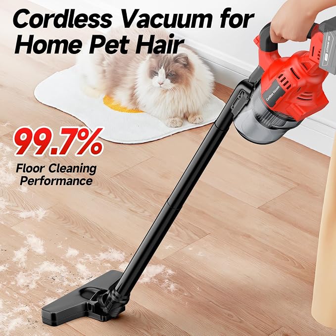 Cordless Vacuum Compatible with Milwaukee M18 Battery, Handheld Vacuum Cleaner for Home Pet Hair Car, 5-in-1 Portable Shop Vac with 2 Washable HEPA Filter, 4 Multi Nozzle (Battery Not Includ)