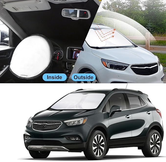 TINGLU Sun Shade for Buick Encore 2013-2019 Accessories Windshield Sun Shade Window Shade UV Rays Protection Sun Visor Cover with Steering Wheel Sunshade Storage Bag