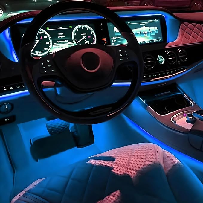 Ambient Lighting Car 2PCS Under Glow Kit with Cigarette Lighter, 12V Underglow Led Lights Car LED Interior Light DRL Daylight Strip Waterproof Driving Fog Lamp RGB Atmosphere Lights (Blue)