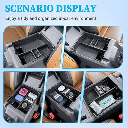 EDBETOS 2025 Upgrade Center Console Organizer for Ford Bronco 2025 4-Door Console Insert Tray Full Size Bronco Secondary Armrest Storage Box w/Coin Holder (Not for 2-Door & Bronco-Sport)