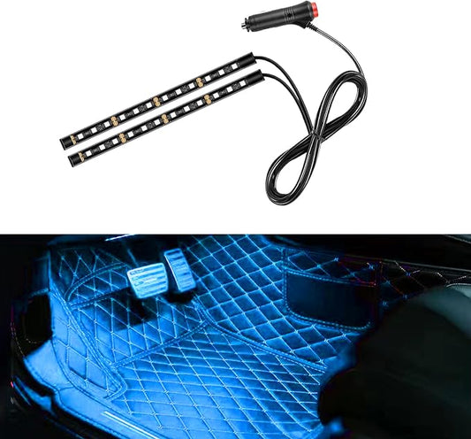 Car LED Strip Light, 24 LED RGB Neon Auto Interior Atmosphere Lights, 12V Cigarette Lighter Under Dash Ambient Night Light, Decorative Lamp Accessory for Car Truck (Ice Blue, Cigar Lighter)