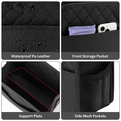 Accmor Car Trash Can, Small Garbage Bag for Car with Support Plate, Hanging Auto Organizer Storage Pockets Portable Automotive Garbage Bin with 60 Pcs Trash Bags, Vehicle Dustbin for SUV Truck Van