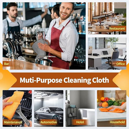 FIXSMITH Microfiber Cleaning Cloth -Pack of 24, Highly Absorbent Cleaning Rags(Grey&Orange), 16"X12" All Purpose Cleaning Towels for Housekeeping, Kitchen, Car, Reusable Microfiber Towels