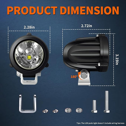 4WDKING 2" LED Round Light 20W Spot Driving Light Waterproof Off-Road Work Lamp for Motorcycle, ATV, UTV, Dirt Bike, 4x4 Pickup Truck, Boat, Trailer - Pack of 2