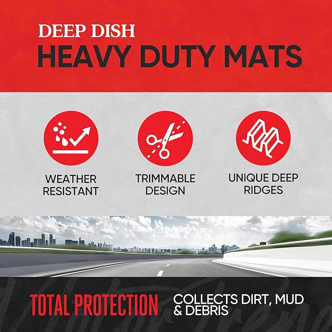 Motor Trend FlexToughXL Floor Mats for Cars Full Set, All-Weather Rubber Automotive Floor Mats, Waterproof Heavy Duty Car Mats, Flexible Floor Liners for Car Truck Van SUV, Car Floor Mats (Beige)
