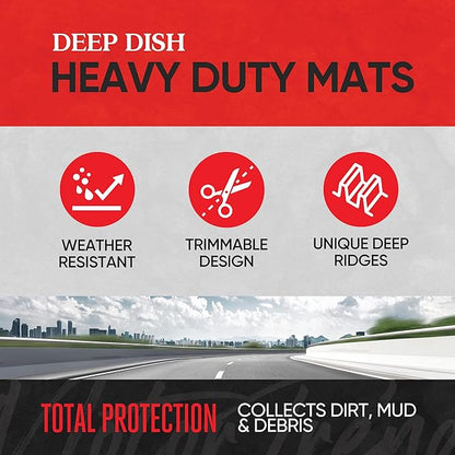 Motor Trend FlexToughXL Floor Mats for Cars Full Set, All-Weather Rubber Automotive Floor Mats, Waterproof Heavy Duty Car Mats, Flexible Floor Liners for Car Truck Van SUV, Car Floor Mats (Beige)