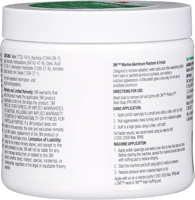 3M Marine Aluminum Restorer and Polish, 09020, 18 oz, for Marine Detailing, Remove Heavy Oxidation and Chalking, 1 Tube