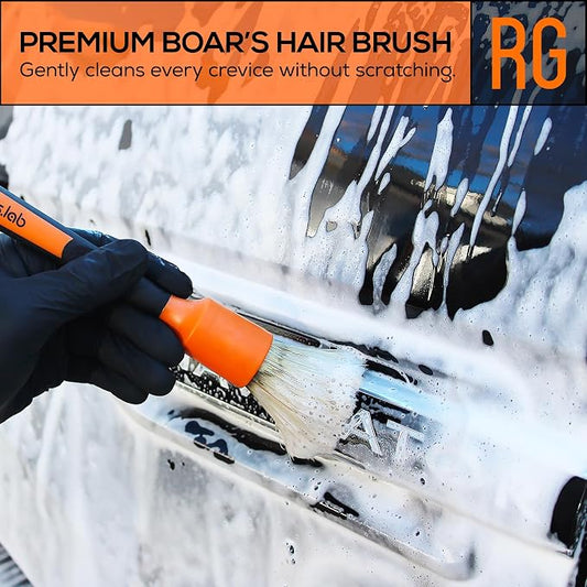 Suds Lab Detailing Brush with Rubberized Bristles, Car Detailing Wheel Brush Rim Cleaner 2 Pack