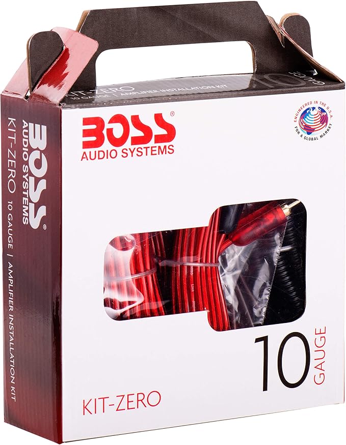 BOSS Audio Systems KIT-ZERO 10 Gauge Car Amplifier Install Wiring Kit - Makes Connections and Brings Power to Your Radio, Subwoofers and Speakers