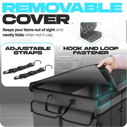 FORTEM Trunk Organizer For SUV Car Trunk Organizer, Foldable Storage, Car Accessories for Women Men, Collapsible Bag, 600D Oxford, Non Slip Bottom, Straps, Soft Cover (85L)