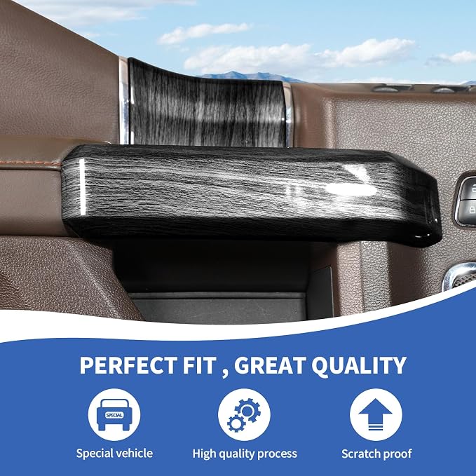 RAZPOY for F150 Inner Door Handles Covers & Door Handle Panel Trim Compatible with 2015-2020 Ford F150 Black Wood Grain Interior Accessories