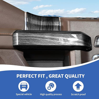 RAZPOY for F150 Inner Door Handles Covers & Door Handle Panel Trim Compatible with 2015-2020 Ford F150 Black Wood Grain Interior Accessories