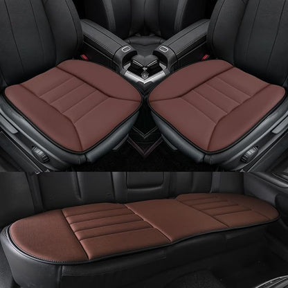 kingphenix 3-Piece Car Seat Cushion Set, 1.2inch Memory Foam Comfort, 2 Front Automotive Seat Cushions + Rear Bench Cushion, Non-Slip Bottom, Fits Sedan SUV Truck Van, Car & Office Chair, Brown