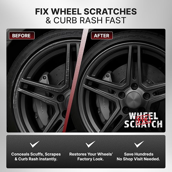 Wheel Scratch Fix® Silver Touch Up Paint for Cars - DIY Alloy Wheel Paint Repair, Curb Rash Remover with Fast-Drying Pen - Long-Lasting OEM Finish Car Rim Paint for Scuffs and Chips at Home, 2-Pack (SILVER PACK (LIGHT & DARK))