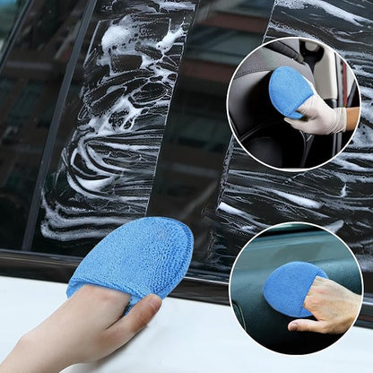 Auto Care Microfiber Wax Applicator Pads with Finger Pocket, Blue, Ultra-Soft 70/30 Blend, 5 Inch Diameter, 6 Pack, for Cars, Trucks, Motorcycles