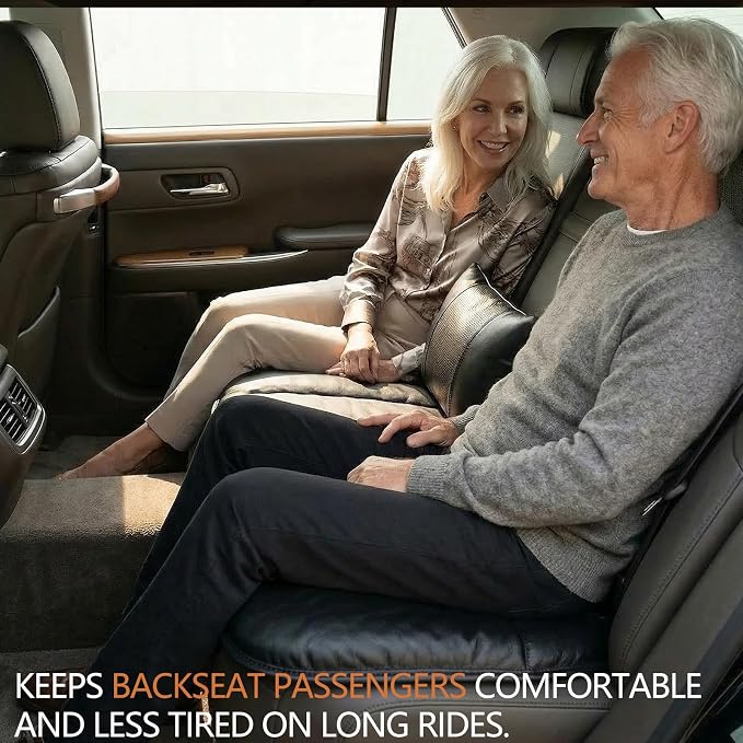 A leather rear seat cushion specially designed for cars - made by hand - can relieve pain in the buttocks, pressure points, and sciatic nerve. | Rear seat cover (Premium Black, Rear Seat Cushion)