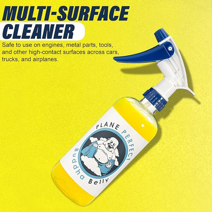 Plane Perfect Buddha Belly Oil & Grease Cleaner - Heavy Duty Aviation Grade Citrus Degreaser Spray - Multi Surface Cleaner for Automotive Engine, Aircraft, Car, Truck & RV | 16oz