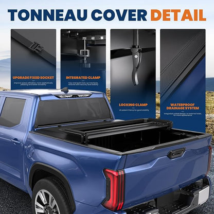 KUIPERAUTO 5FT Soft Tri Truck Bed Tonneau Cover Compatible for 2024 2025 2026 Toyota Tacoma | Excl. Trail Edition