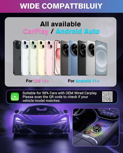 Ablink 2026 Upgarded Wireless CarPlay Adapter for iPhone & Android,2 in 1 Mini USB CarPlay Dongle Wireless CarPlay,Fast Connection,Dual-Band WiFi,No Delay,Plug & Play,Fast Auto-Reconnect