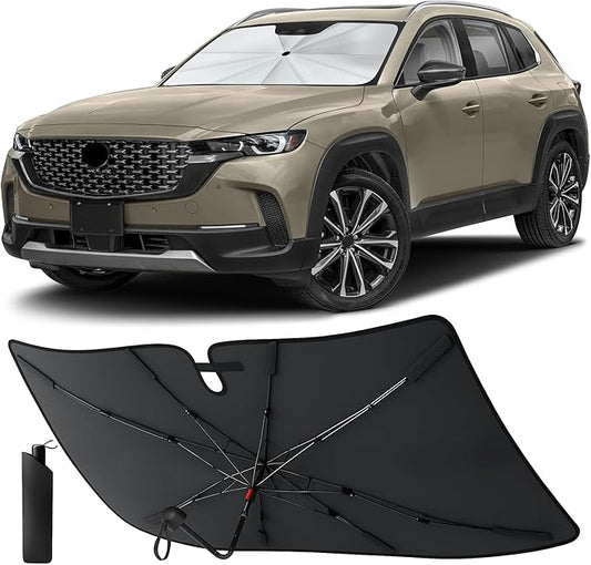 EcoNour Umbrella Foldable Windshield Sun Shade Fit for 2023-2024 2025 2026 Mazda CX-50 Sunshade, Front Car Window Shades Sun Visor, UV Protection, Heat Blocker, Car Accessories