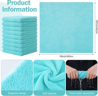 Tallew 15 Pcs Car Microfiber Towels Buffing Drying Wash Cleaning Cloths Plush Large Towels Thick Care Polishing Detailing Waxing Scratch Proof Towel, 15.75 x 15.75 Inch (Light Blue)